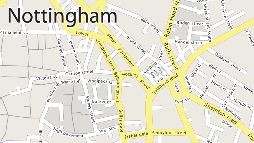Map Uk Nottingham Detailed Example of a Vector Map of England/UK
